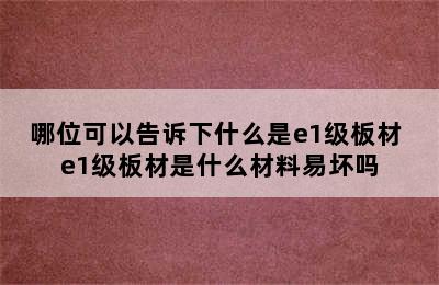 哪位可以告诉下什么是e1级板材 e1级板材是什么材料易坏吗